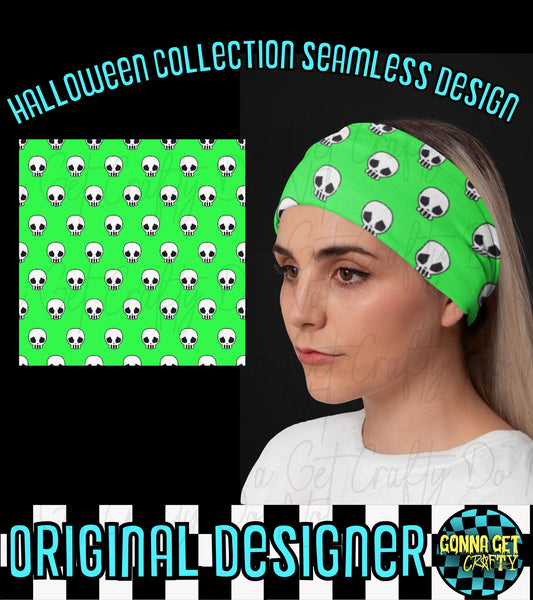 Green Skullies Reaper Seamless-Halloween Drop by Gonna Get Crafty