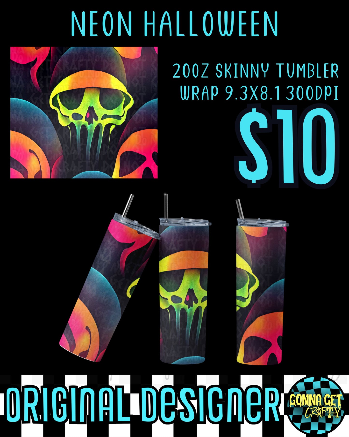 Neon Skull Warrior Neon Halloween Tumbler Collection