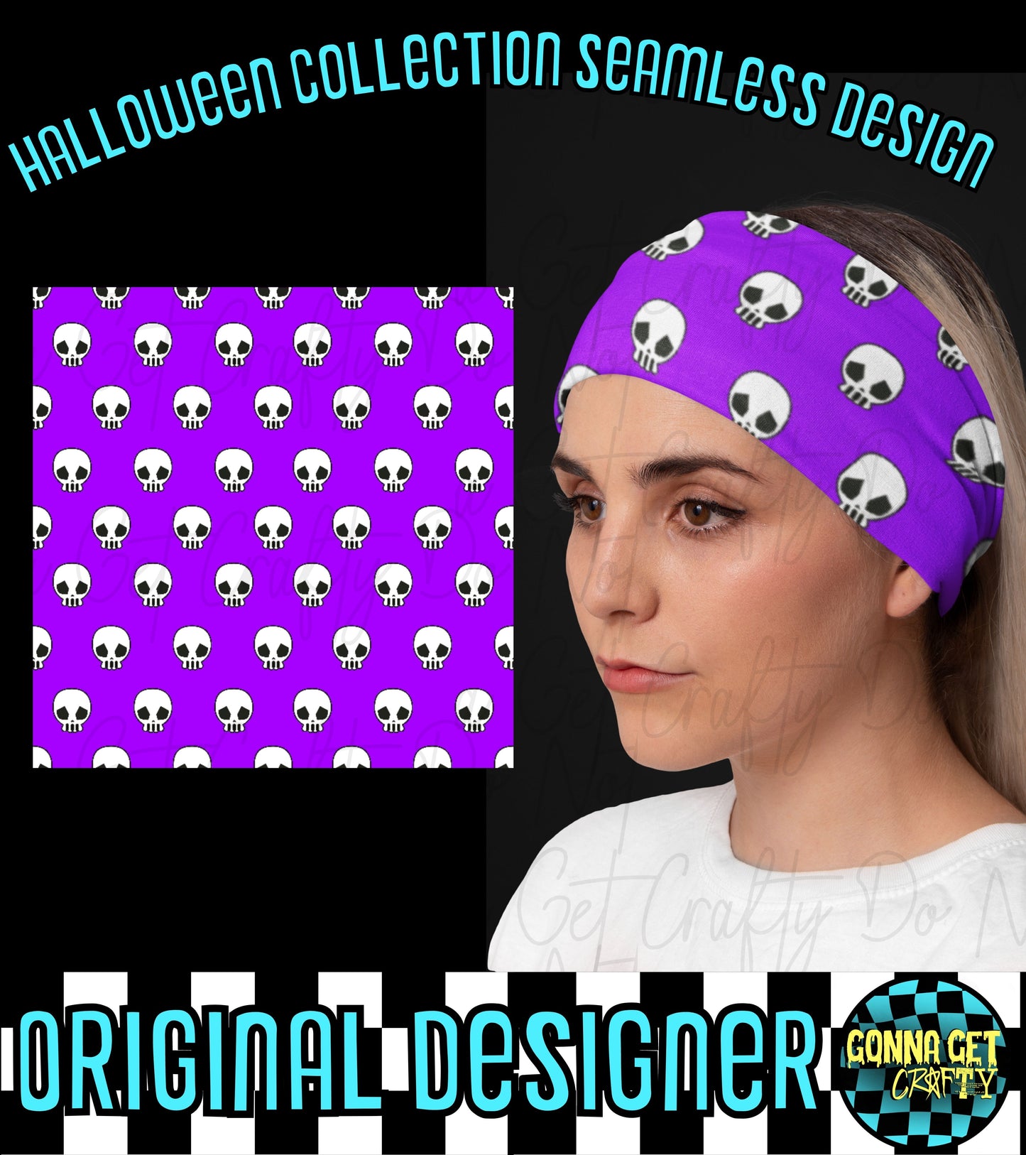 Purple Skullies Reaper Seamless-Halloween Drop by Gonna Get Crafty