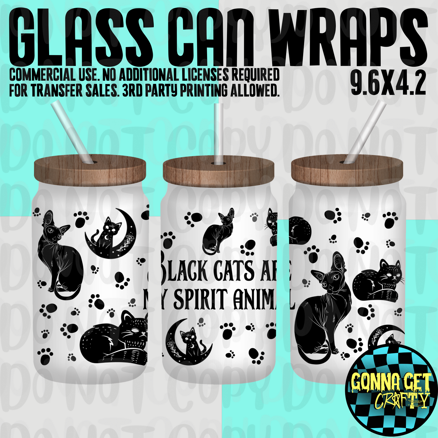 Black Cats Are My Spirit Animal Glass Can Wrap