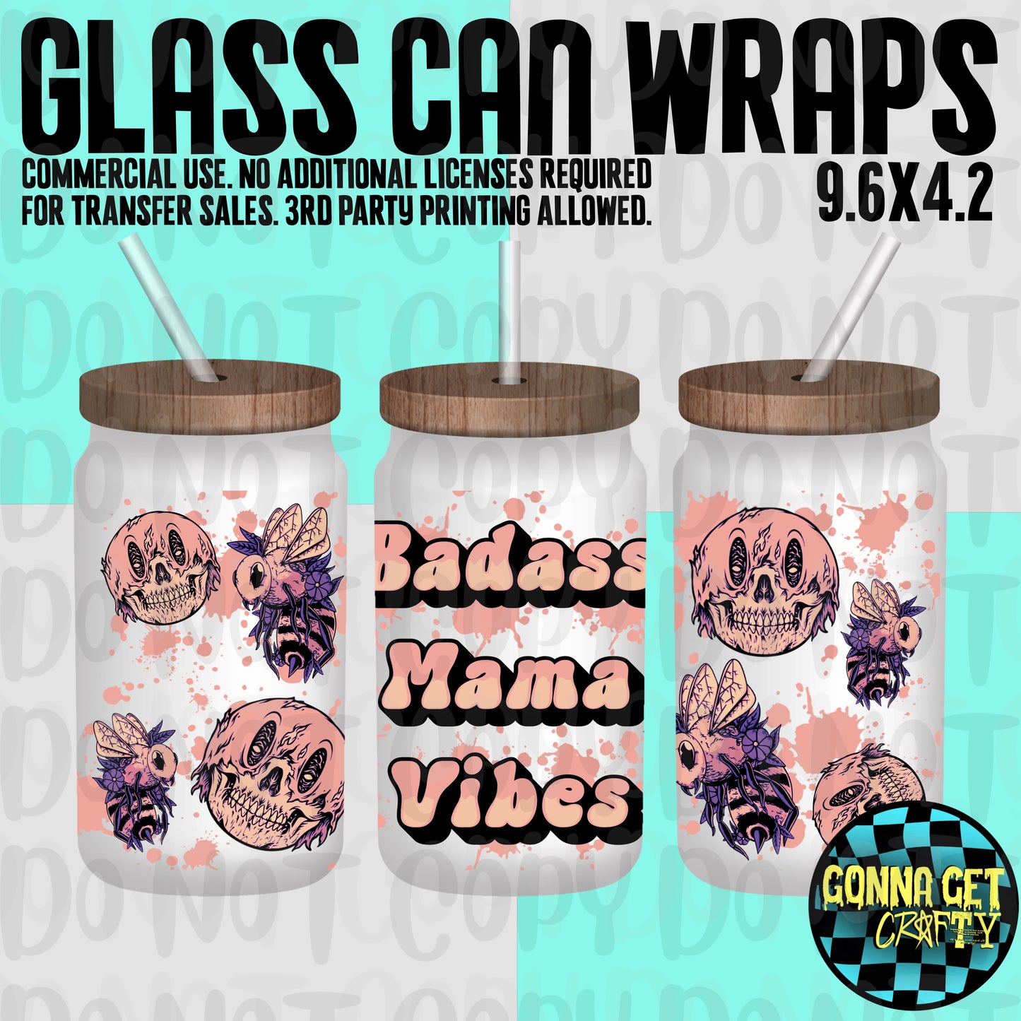 Badass Mama Vibes Glass Can Wrap