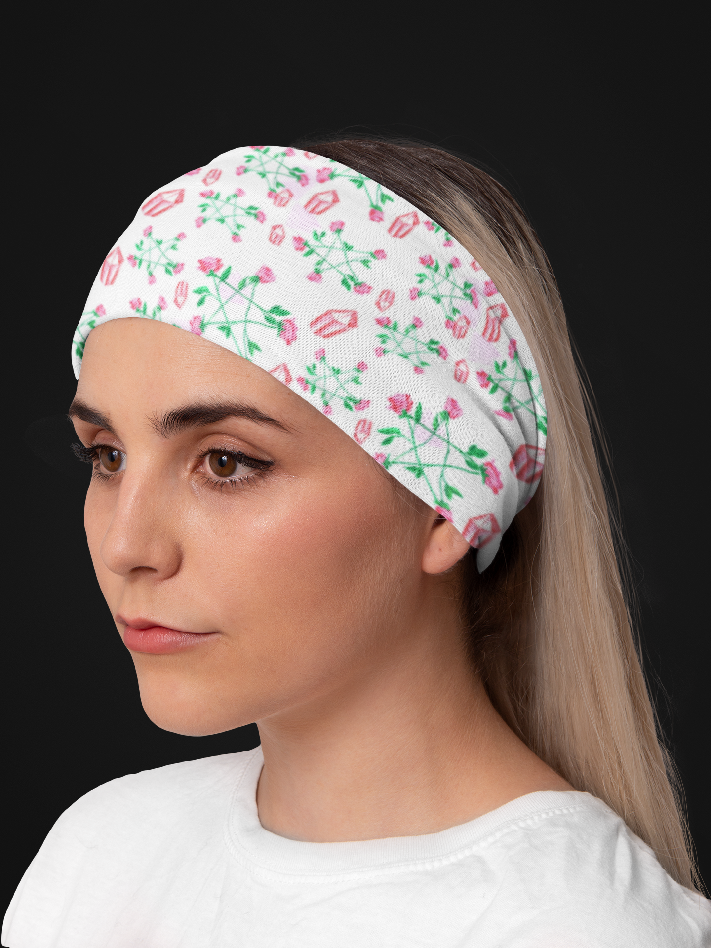 White Floralgram Headband